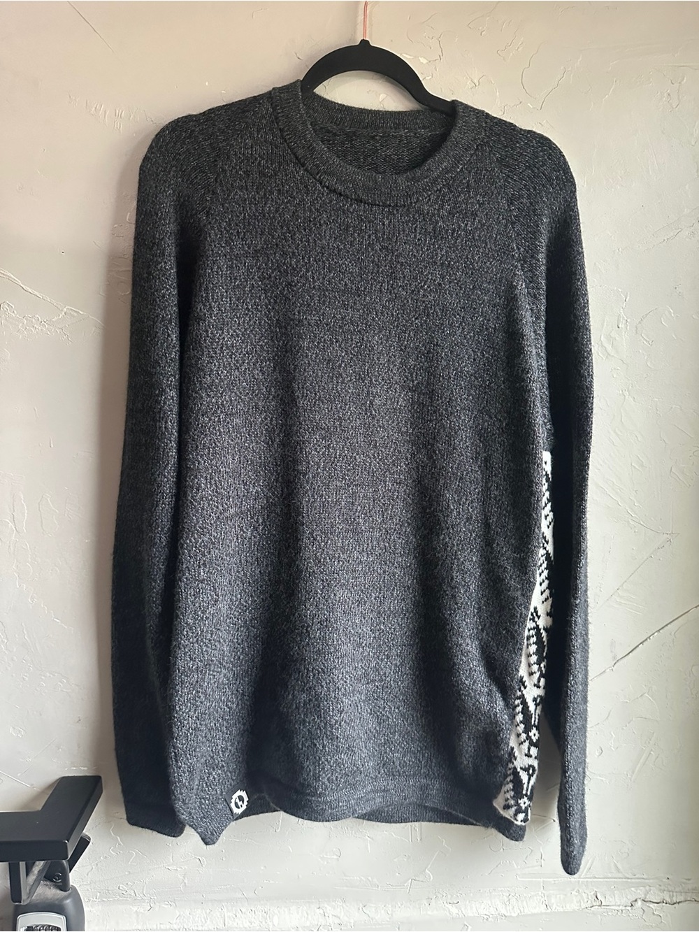 PAKA Alpaca Peru Fair Isle Sweater Mens Medium Gray Gorpcore Cabin Flawed